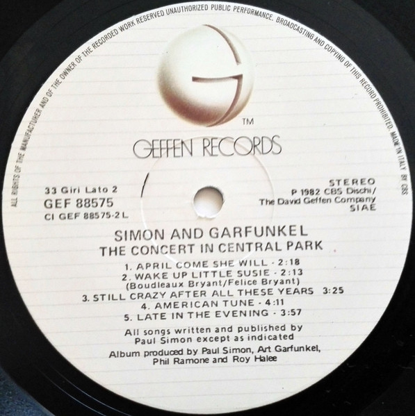 Simon & Garfunkel - The Concert In Central Park | Geffen Records (GEF 88575) - 3