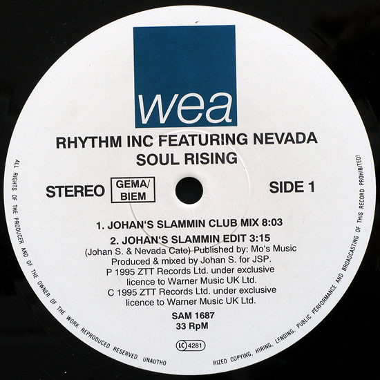 Rhythm Inc. Featuring Nevada - Soul Rising | WEA (SAM 1687)