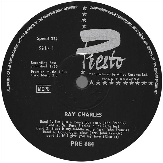 Ray Charles - Ray Charles | Presto (PRE 684) - 3 Ray Charles - Ray Charles | Presto (PRE 684) - 3