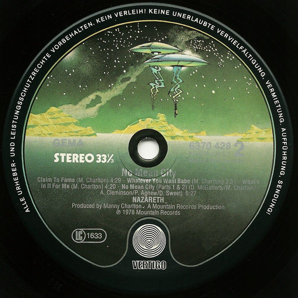 Nazareth - No Mean City | Vertigo (6370 428) - 4