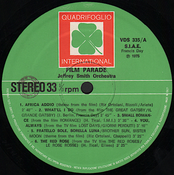 Jeffrey Smith Orchestra - Film Parade | Quadrifoglio International (VDS 335) - 3