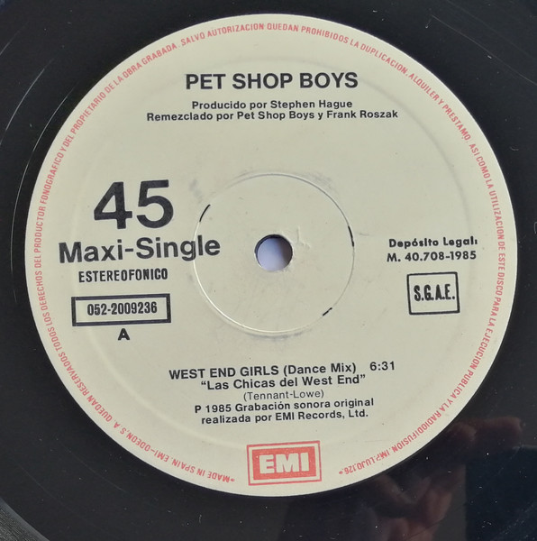 Pet Shop Boys - West End Girls | EMI (052 20 0923 6) - 3 Pet Shop Boys - West End Girls | EMI (052 20 0923 6) - 3