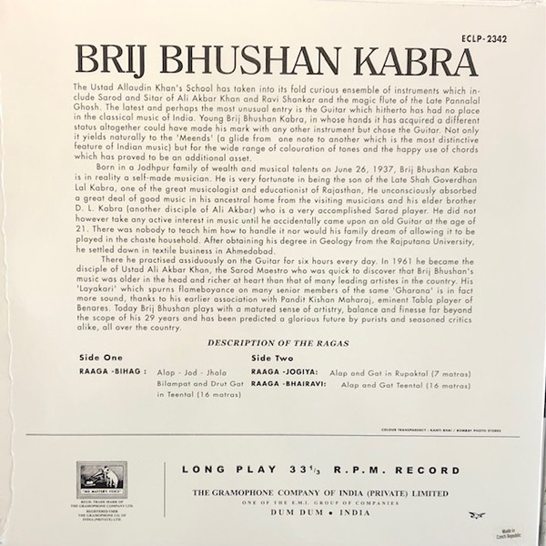 Brij Bhushan Kabra - Brij Bhushan Kabra | His Master's Voice (ECLP-2342) - 2