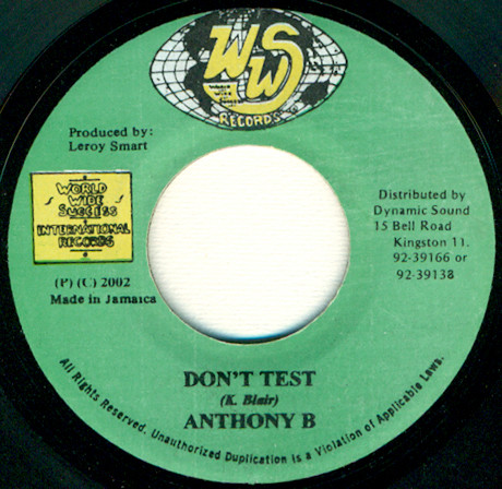Anthony B - Don't Test | WWS Records (none)