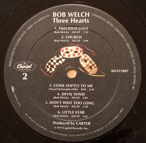 Bob Welch - Three Hearts | Capitol Records (SO-511907) - 4 Bob Welch - Three Hearts | Capitol Records (SO-511907) - 4