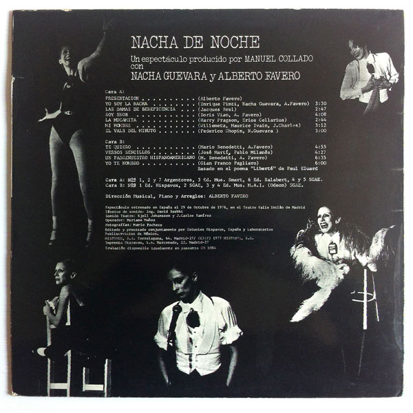 Nacha Guevara En Vivo Con Alberto Favero - Nacha De Noche | Hispavox (HXS-001-51) - 2