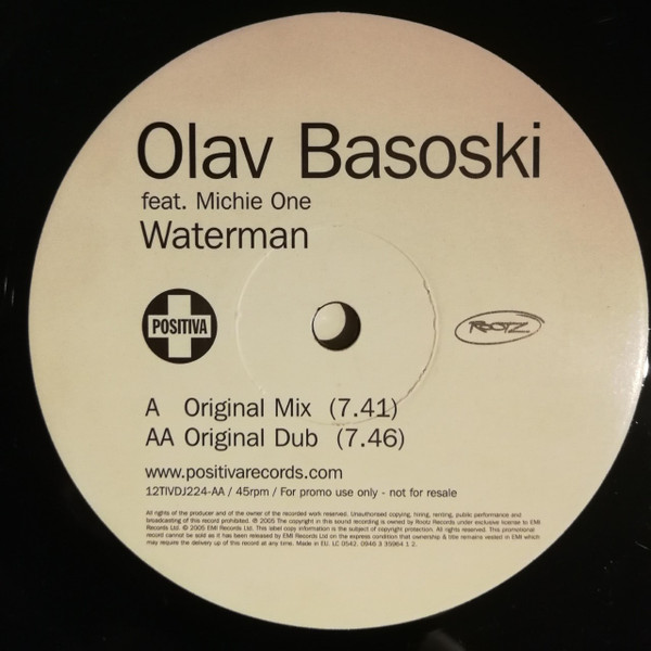 Olav Basoski Feat. Michie One - Waterman | Positiva (12TIVDJ224) - 2