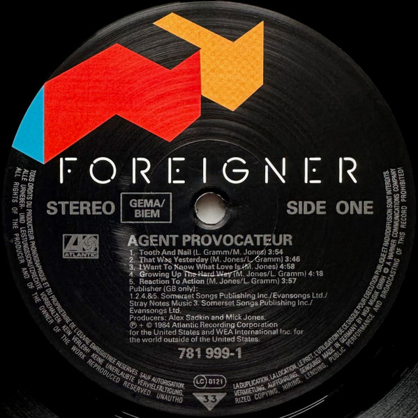 Foreigner - Agent Provocateur | Atlantic (781 999-1) - 3