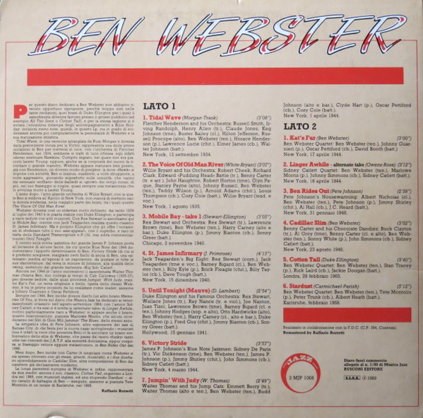 Ben Webster - Ben Webster | Musica Jazz (2MJP 1068) - main