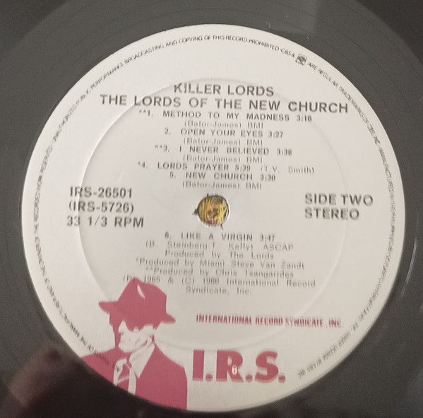 Lords Of The New Church - Killer Lords | I.R.S. Records (IRS-26501) - 4 Lords Of The New Church - Killer Lords | I.R.S. Records (IRS-26501) - 4
