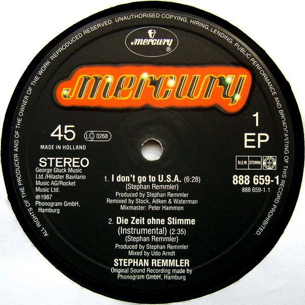 Stephan Remmler - I Don't Go To USA | Mercury (888 659-1) - 3 Stephan Remmler - I Don't Go To USA | Mercury (888 659-1) - 3