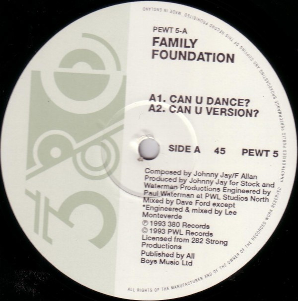 Family Foundation - Can U Dance? | 380 Records (PEWT5) - main
