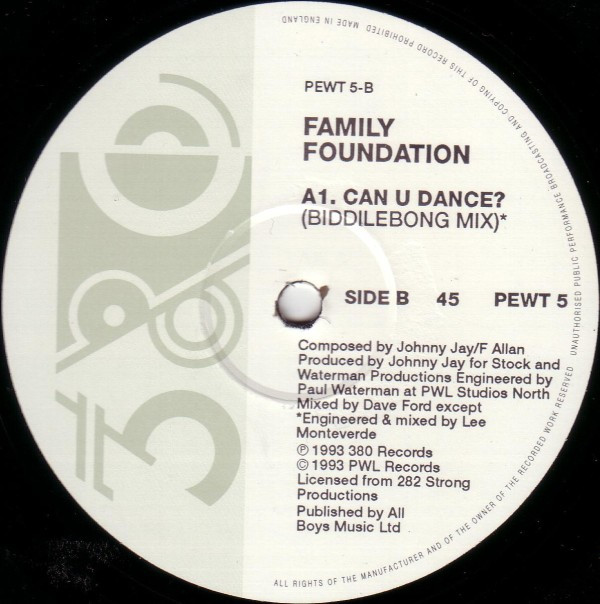 Family Foundation - Can U Dance? | 380 Records (PEWT5) - 2