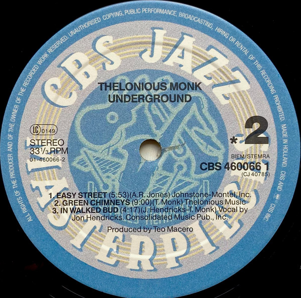 Thelonious Monk - Underground | CBS (CBS 460066 1) - 4 Thelonious Monk - Underground | CBS (CBS 460066 1) - 4