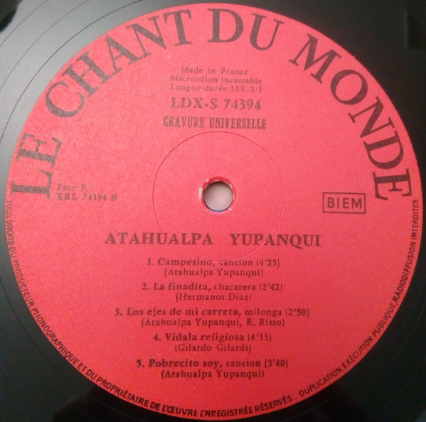 Atahualpa Yupanqui - Campesino - Duerme Negrito | Le Chant Du Monde (LDX-S 74394) - 4