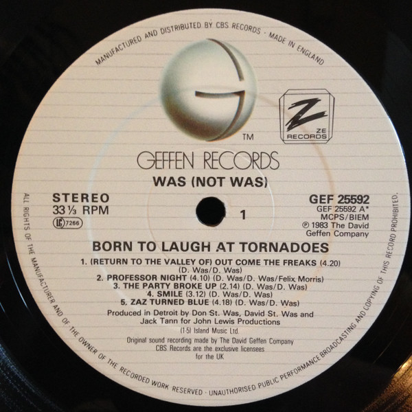 Was (Not Was) - Born To Laugh At Tornadoes | Geffen Records (GEF 25592) - 3