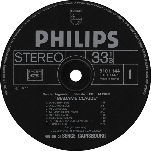Serge Gainsbourg - Madame Claude (Bande Originale Du Film) | Philips (9101 144) - 2