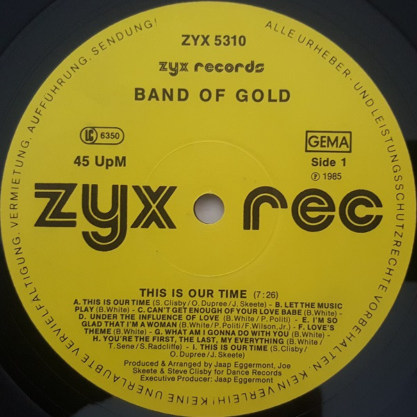 Band Of Gold - This Is Our Time | ZYX Records (ZYX 5310)