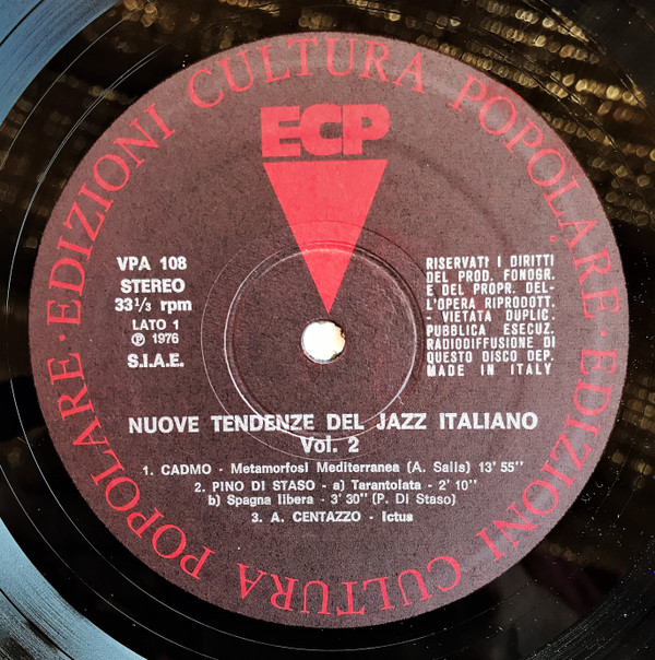 Various - Nuove Tendenze Del Jazz Italiano - Vol 2 | Edizioni Di Cultura Popolare (VPA 108) - main Various - Nuove Tendenze Del Jazz Italiano - Vol 2 | Edizioni Di Cultura Popolare (VPA 108) - main