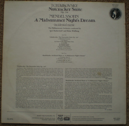 Pyotr Ilyich Tchaikovsky , Felix Mendelssohn-Bartholdy , Philharmonia Orchestra , Igor Markevitch , Heinz Wallberg - Nutcracker Suite Op.71a/ A Midsummer Night's Dream | Music For Pleasure (MFP 57019)
