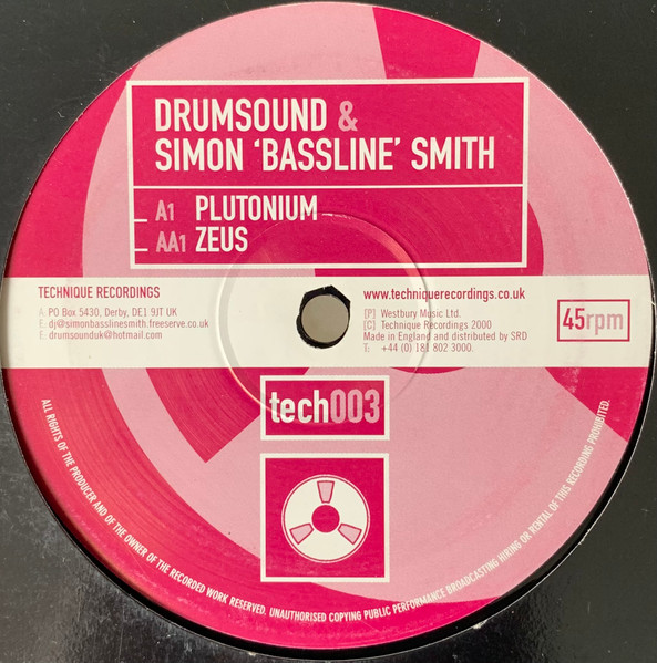 Drumsound & Simon "Bassline" Smith - Plutonium / Zeus | Technique Recordings (tech003)