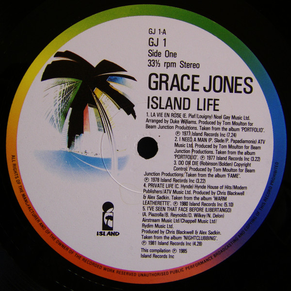 Grace Jones - Island Life | Island Records (GJ 1) - 8