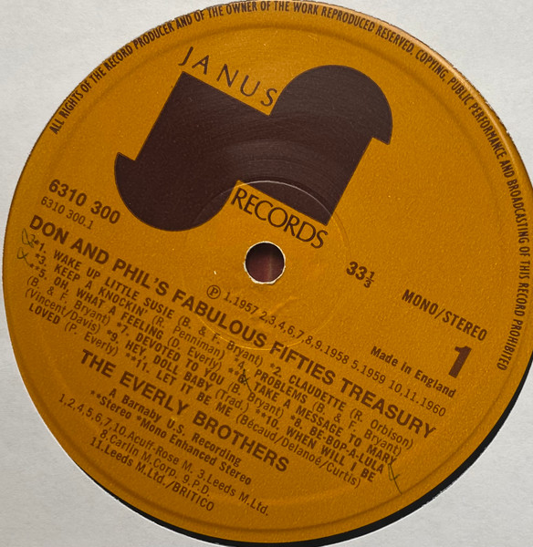 Everly Brothers - Don & Phil's Fabulous Fifties Treasury | Janus Records (6310 300) - 3