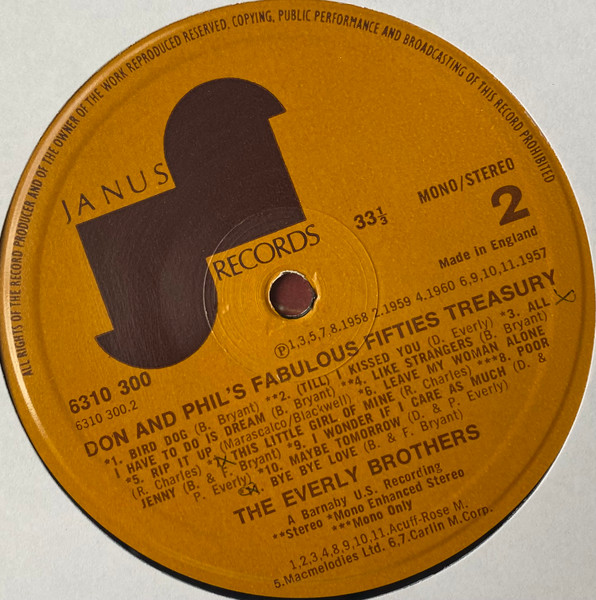 Everly Brothers - Don & Phil's Fabulous Fifties Treasury | Janus Records (6310 300) - 4