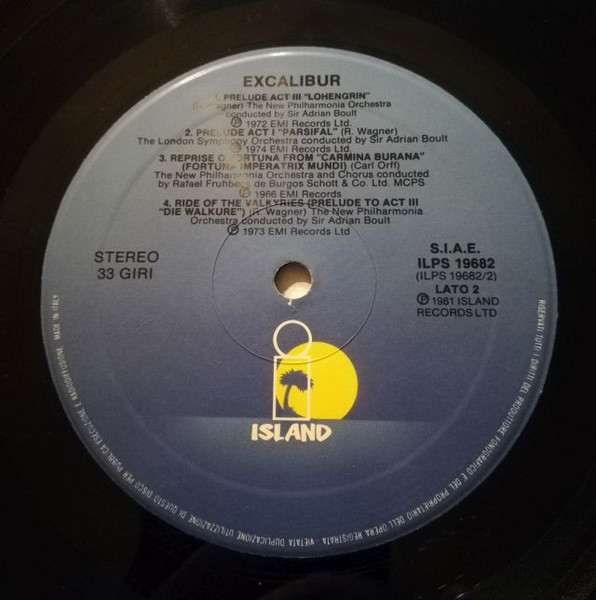 Various - Music From The Film Excalibur And Other Selections | Island Records (ILPS 19682) - 2