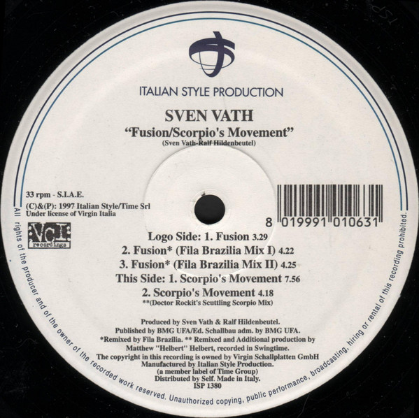 Sven Väth - Fusion / Scorpio's Movement | Italian Style Production (ISP 1380)