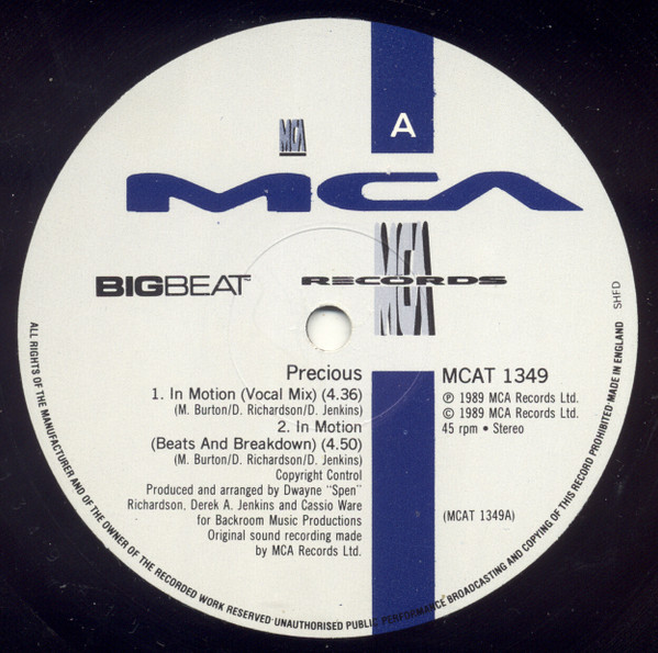 Precious - In Motion | MCA Records (MCAT 1349) - 3