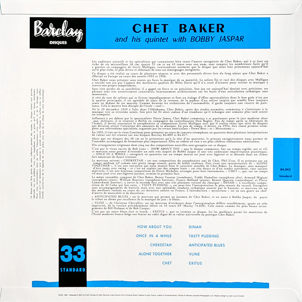 Chet Baker And His Quintet With Bobby Jaspar - Chet Baker And His Quintet With Bobby Jaspar | Barclay (84.042) - 3