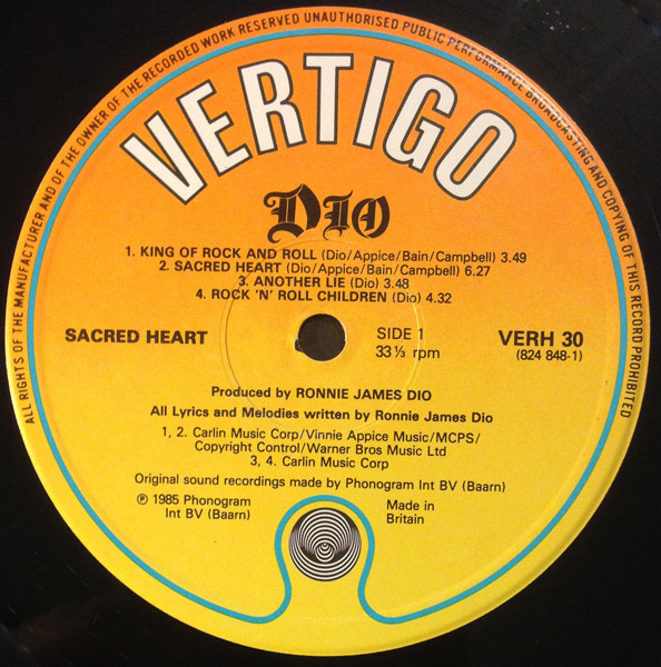 Dio - Sacred Heart | Vertigo (VERH 30) - 3