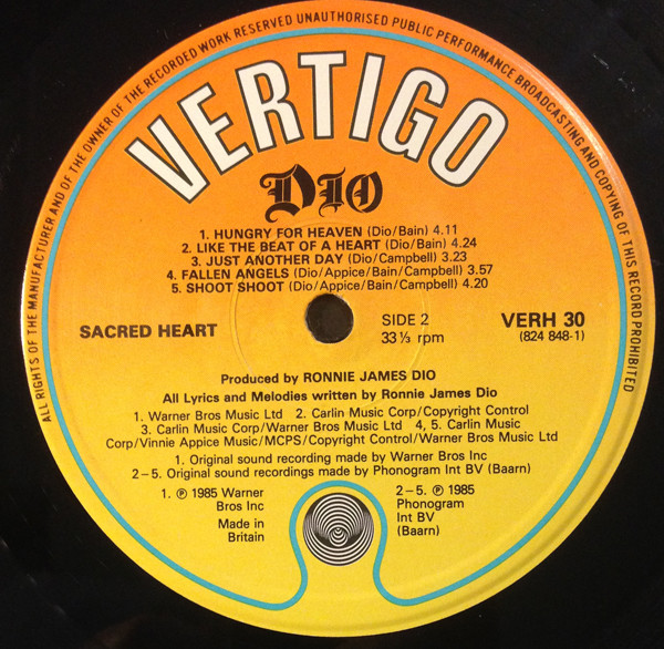 Dio - Sacred Heart | Vertigo (VERH 30) - 4