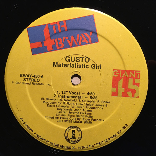 Gusto - Materialistic Girl | 4th & Broadway (BWAY-450)