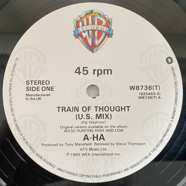 a-ha - Train Of Thought | Warner Bros. Records (W 8736 T) - 3
