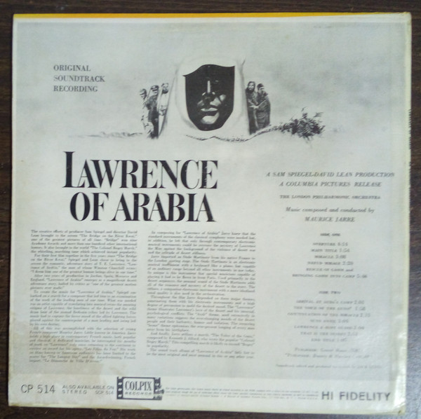 Maurice Jarre With London Philharmonic Orchestra - Original Soundtrack Recording: Lawrence Of Arabia | Colpix Records (CP 514) - 2 Maurice Jarre With London Philharmonic Orchestra - Original Soundtrack Recording: Lawrence Of Arabia | Colpix Records (CP 514) - 2