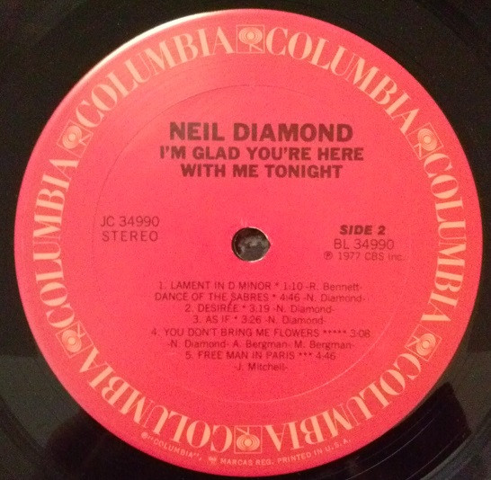Neil Diamond - I'm Glad You're Here With Me Tonight | Columbia (JC 34990) - 4