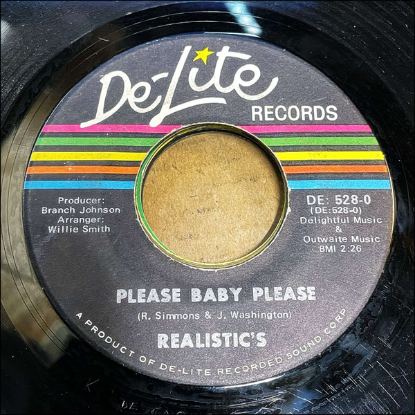Realistic's - Please Baby Please / Too Shy | De-Lite Records (DE 528-0) - 4