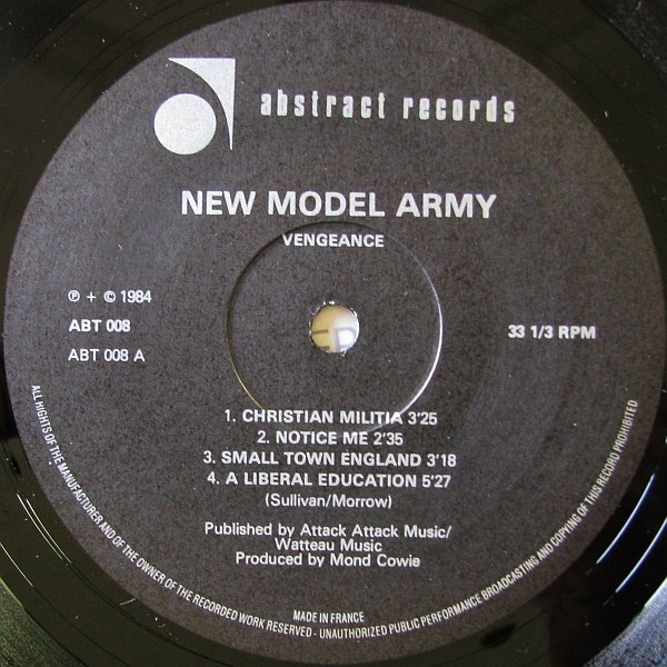 New Model Army - Vengeance | Abstract Records (ABT 008) - 3 New Model Army - Vengeance | Abstract Records (ABT 008) - 3