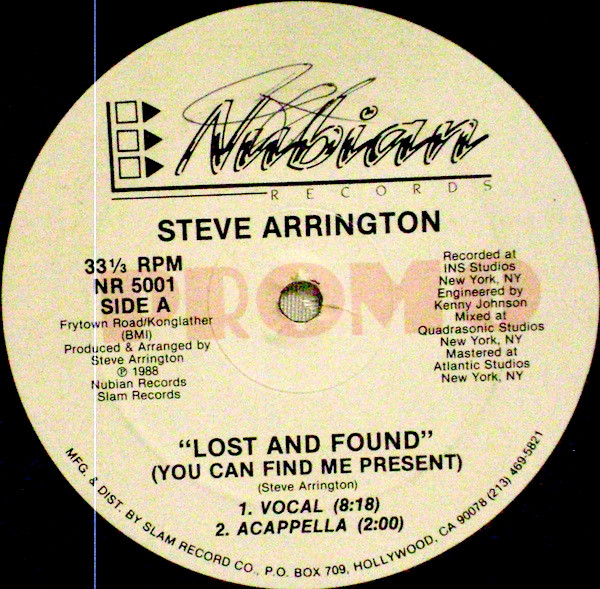 Steve Arrington - Lost And Found (You Can Find Me Present) | Nubian Records (NR 5001)