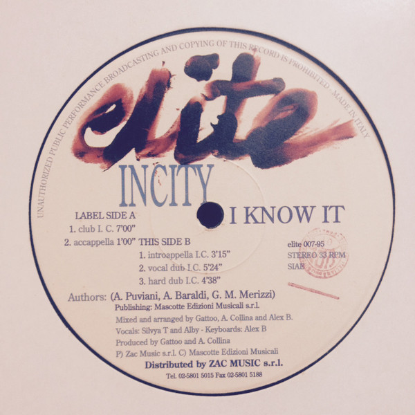Incity - I Know It | Elite (ELITE 007-95)