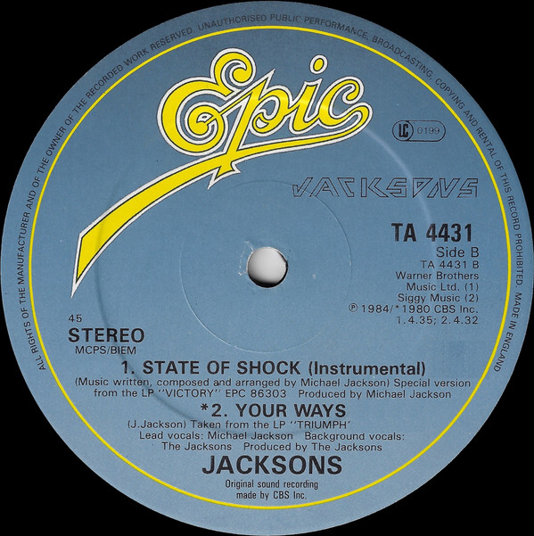 Jacksons - State Of Shock | Epic (TA 4431) - 4