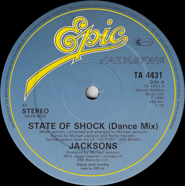 Jacksons - State Of Shock | Epic (TA 4431) - 3