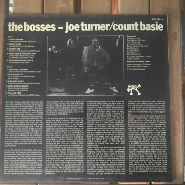 Big Joe Turner / Count Basie - The Bosses | Pablo Records (2310 709 L) - 2