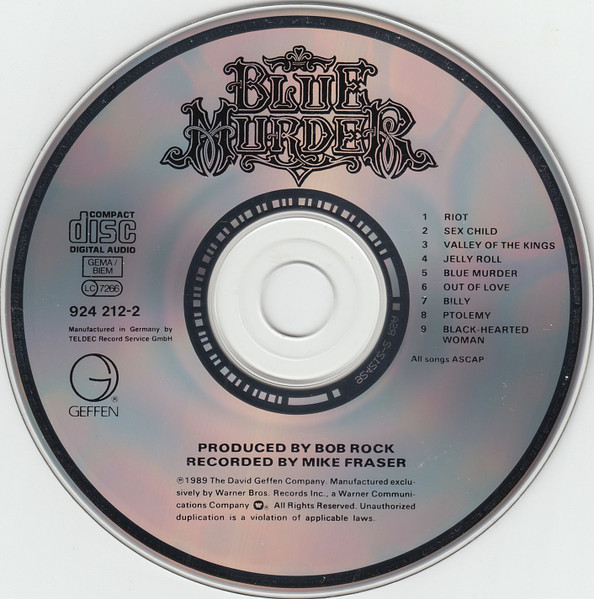 Blue Murder - Blue Murder | Geffen Records (924 212-2) - 3 Blue Murder - Blue Murder | Geffen Records (924 212-2) - 3