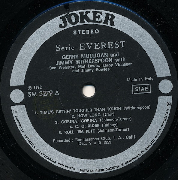 Gerry Mulligan & Jimmy Witherspoon - Gerry Mulligan & Jimmy Witherspoon | Joker (SM 3279) - 2 Gerry Mulligan & Jimmy Witherspoon - Gerry Mulligan & Jimmy Witherspoon | Joker (SM 3279) - 2