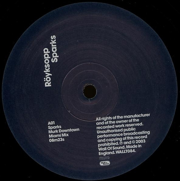 Röyksopp - Sparks | Wall Of Sound (WALLT084) - 3