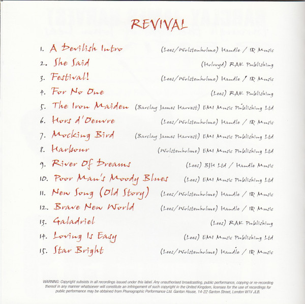 Barclay James Harvest Through The Eyes Of John Lees - Revival (Live 1999) | Eagle Records (EAGCD120) - 2