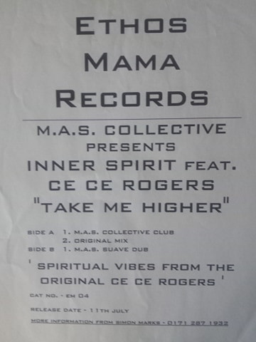 M.A.S. Collective Presents Inner Spirit Featuring Ce Ce Rogers - Take Me Higher | Ethos Mama Records (EM 04) - 3 M.A.S. Collective Presents Inner Spirit Featuring Ce Ce Rogers - Take Me Higher | Ethos Mama Records (EM 04) - 3